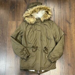 Love Tree Olive Sherpa lined parka SZ SM